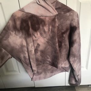 Tie-die light pink and purple crop hoodie